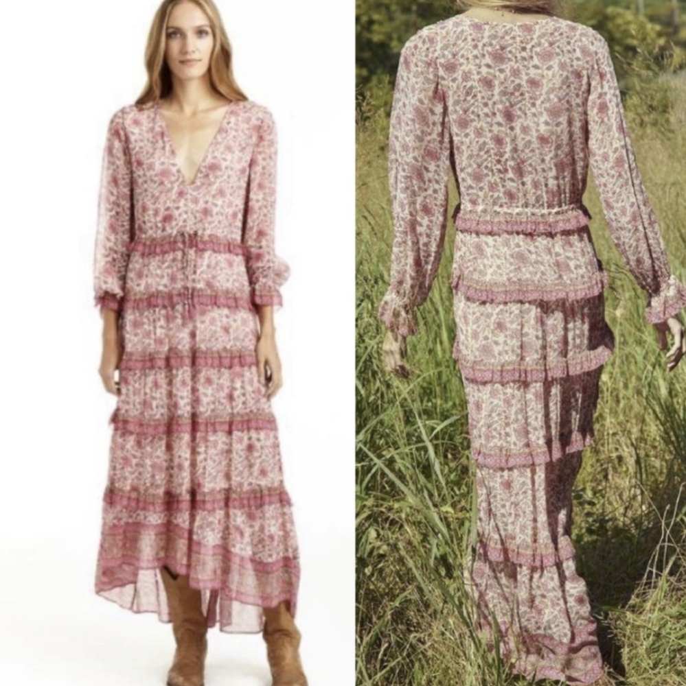 Anthro Love The Label Tippy Ruffle Maxi Dress